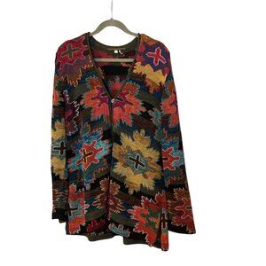 Kaffe Fassett Peruvian Connection Cross Abstract Cardigan Sweater 100% Pima Cott